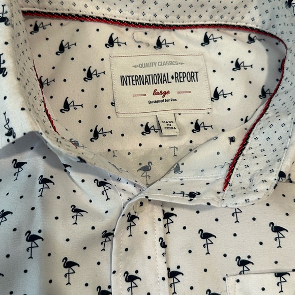 Short sleeve button up shirt with flamingos - Picture 2 of 2